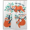 thumbnail image 2 of Sloths in Different Postures Bath Shower Curtain Liners 60x72in, 100% Polyester Waterproof Bath Curtain with C-Shaped Hooks for Bathroom Decoration 1 Panel, 2 of 5