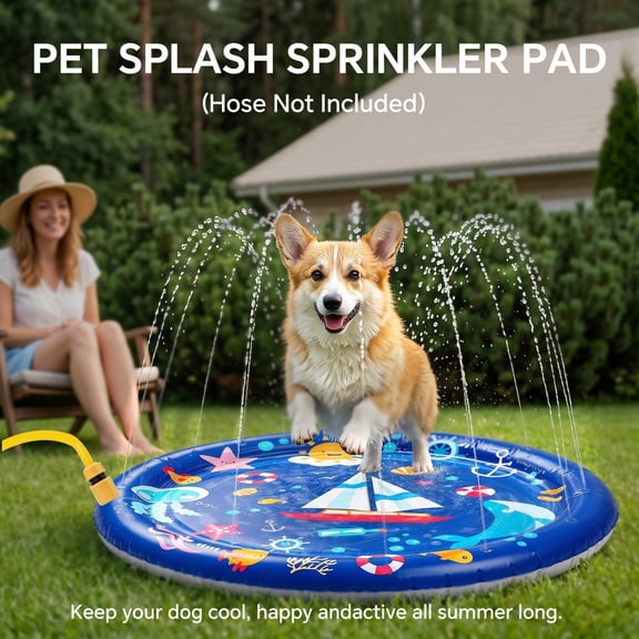 Pet Water Mat, 39.37" Summer Cool Water Sensory Play Mat, Thickened Inflatable Cooling Waterbed, Anti-Scratch Leak Proof Pad for Cats Dogs, Blue