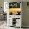 thumbnail image 7 of Amerlife Farmhouse Kitchen Cabinet Coffee Display Bar with LED Lights, White, 7 of 7