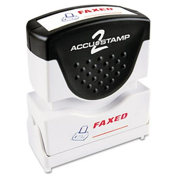 Consolidated Stamp  Accustamp2 Shutter Stamp with Anti Bacteria, Red-Blue, FAXED, 1.63 x .5