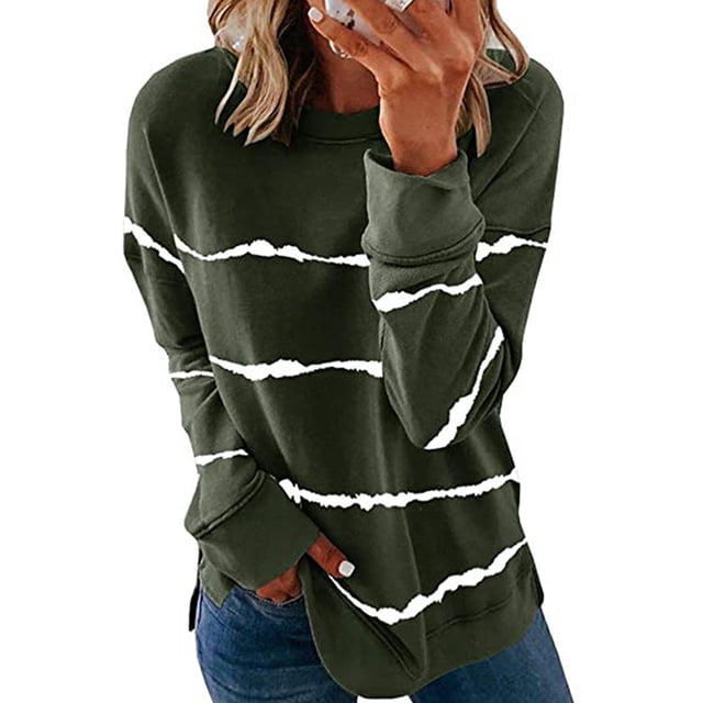 Tops de moda para mujer, camisetas holgadas con efecto tie-dye, camisetas tipo túnica estampadas de manga larga