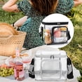 thumbnail image 4 of Bolsa de almuerzo transparente para adultos, grande, resistente, transparente, aprobada para mujeres y hombres, con correa de hombro ajustable, bolsillo frontal con cremallera, transparente, 4 of 6