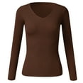 thumbnail image 4 of Baqcunre Women's Women Autumn and Winter V Neck Casual Knitted Long Sleeved Pullover Thermal Top Women Clothing Thermal Shirts for Women Long Sleeve Shirts for Women Womens Tops,Color Coffee,, 4 of 4