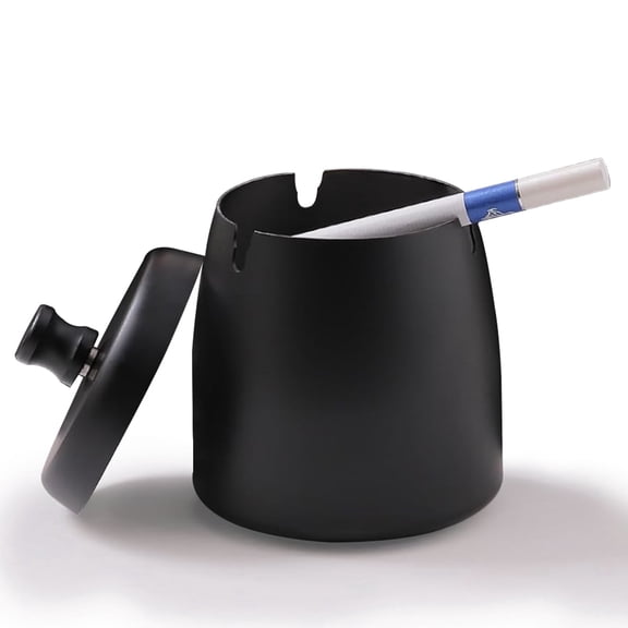 Ashtray with Lid for Home, Stainless Steel Odorless Windproof Ashtrays for Home Office Tabletop Outside Patio Outdoor Balcony