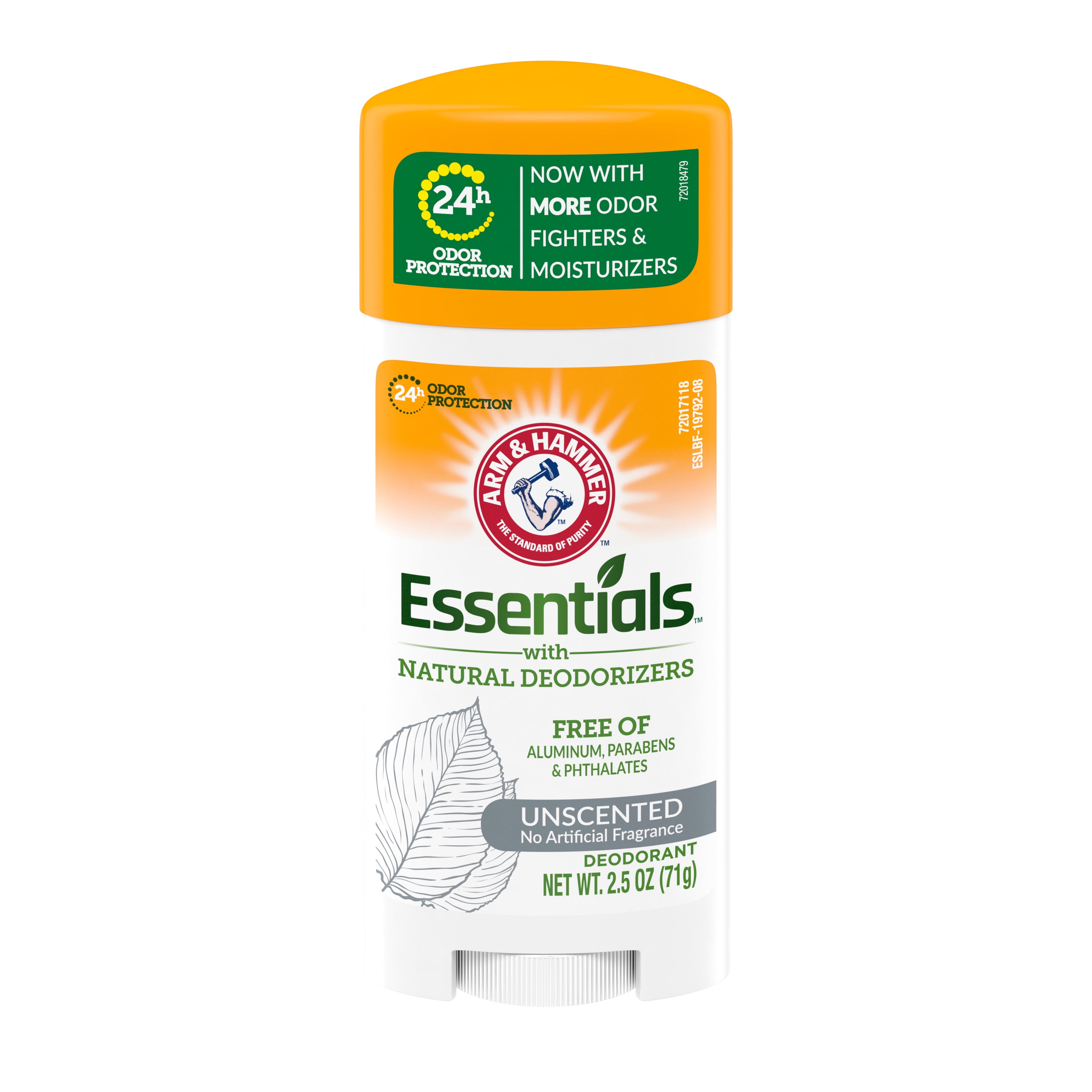 ARM & HAMMER Essentials Deodorant Unscented Solid Oval 2.5oz Made