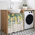 thumbnail image 3 of Farmhouse Lemon Cabinet Curtain 35"Wx35"L, Dustproof Under Sink Skirt with Self Adhesive Tape, Vintage Botanical Leaf Retro Beige Cabinet Curtain Cover for Kitchen Sink, Bathroom Vanity, Laundry Room, 3 of 9