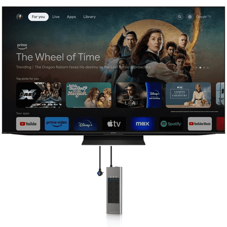 SHARP 4T-C75FV1U 75 Inch Class AQUOS XLED 4K Ultra HD Mini LED Google TV with Austere 5S-PS8-US1 V-Series 8-Outlet Power w/Omniport USB (2024)