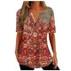 thumbnail image 2 of ICHUANYI Clearance Women's Summer V-neck Print Casual Loose Top Short Sleeve V-neck Button Blouses Tops(Orange, S) ICHUANYI WER2023081014740, 2 of 5