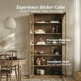 thumbnail image 4 of BELLEZE 67" Storage Cabinet Set of 2, 6 Shelf Glass Bookshelf Display Cabinet, Modern Wood Wine Curio Cabinets with 4 Adjustable Shelves, Trophy Display Case for Living Room, Wine, Camel, 4 of 7