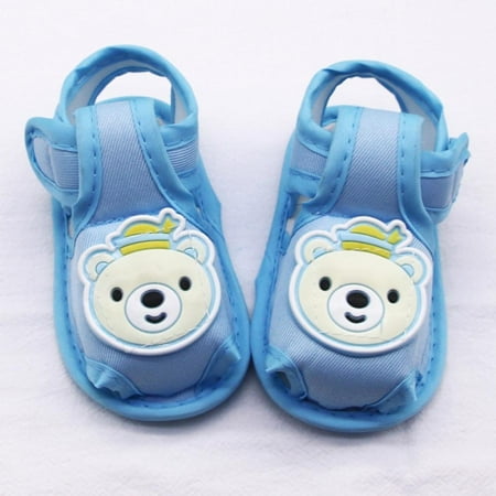 

Infant Baby Boys Girls Bear Pattern Hollow Sandals Cotton Rubber Sole Toddler First Walker Shoes(0-18 Months) Blue S-L
