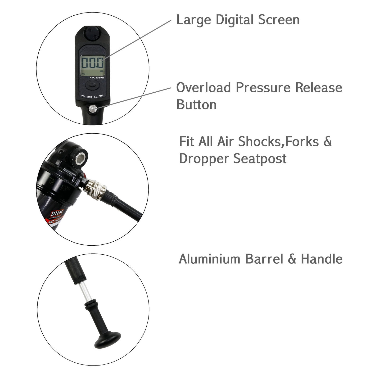 Buy Venzo Bike Bicycle Aluminum Fork Shock Pump Schrader with Digital