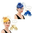 thumbnail image 2 of 2025 Derby Hat For Women Fascinator Hat and Necklace Earring Lace Short Gloves Set For Teas Party Church Wedding, 2 of 13