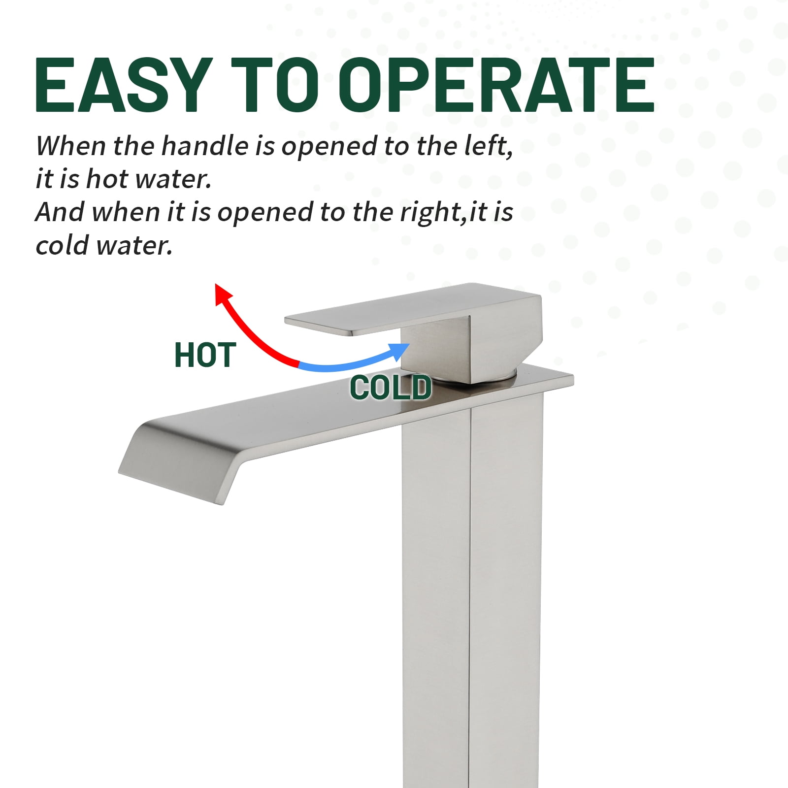 Cobbe Bathroom Vessel Sink Faucet Single-Handle with Waterfall Spout and Pop-Up Drain Single-Hole Installation Brushed Nickel