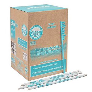 Image of phade Eco-Friendly Sustainable Marine & Soil Biodegradable Compostable 7.75 Jumbo Straws Individually Wrapped 1 Pack - 375 Count