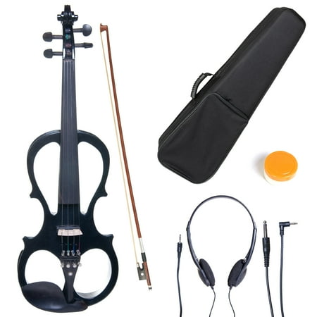 Cecilio 4/4 CEVN-1BK Solidwood Metallic Black Electric/Silent Violin with Ebony Fittings-Full