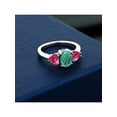 thumbnail image 3 of Gem Stone King 2.86 Ct Oval Green Malachite Red Created Ruby 925 Sterling Silver Ring, 3 of 4