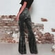 thumbnail image 4 of WILLBEST Pantalones Casuales elegantes para Mujer, de Cintura Alta, Acampanados, de Pierna Ancha, de Terciopelo Dorado, para Uso Diario. Extra Grande, 4 of 4