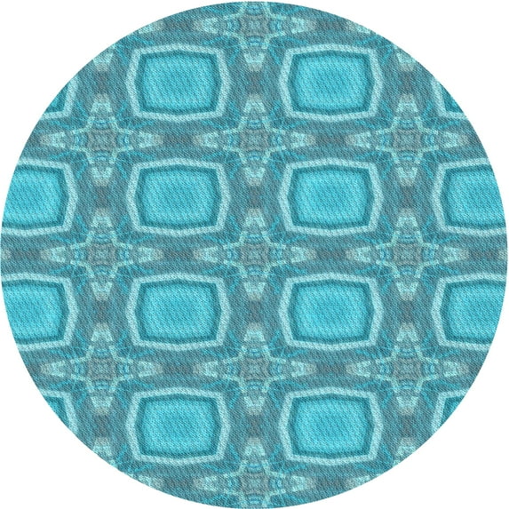 Ahgly Company Indoor Square Patterned Blue Ivy Blue Area Rugs, 3' Square