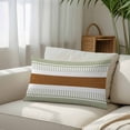 thumbnail image 3 of Sage Green Farmhouse Queen Size Pillow Cover, Pillowcase Protectors with Zipper, Breathable Decorative Throw Pillow Case Cover, Green Brown Striped Pillow Shams for Couch Sofa 20x30Inch, 3 of 8