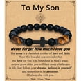 thumbnail image 2 of Top-keivon Cross Religious Bracelet for Men, Natural Stone Tiger Eye & Black Beads Bracelets, Christian Gift for Birthday Graduation Easter Christmas, 2 of 33