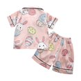 thumbnail image 4 of Cethrio Kids Girls Pajamas Sets, Comfy Button Down 2 Piece Short Sleeve Kids Sleepwear Pink Size 3-4 T, 4 of 9