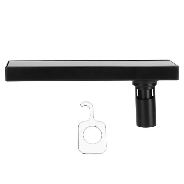 Drenaje de piso de 30 cm, escurridor oculto de piso lineal negro mate de acero inoxidable 304 con cubierta extraíble