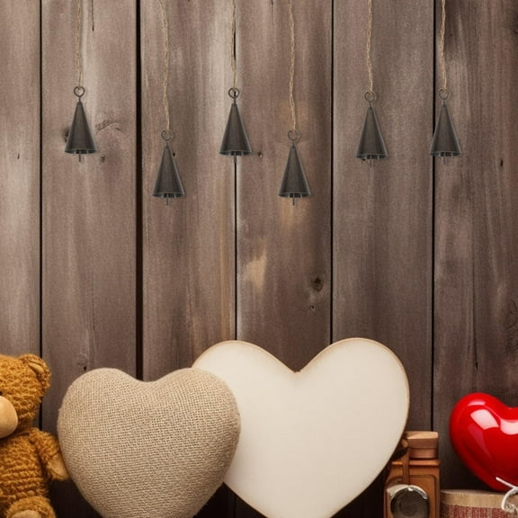 OUNONA 10pcs Decorative Vintage Iron Bells Rustic Wind Chimes Mini Cow Bells For Door Knob Handmade Antique Christmas Decorations