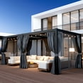 thumbnail image 4 of VENTOPYR 10'x20' Aluminum Outdoor Louvered Pergola with Adjustable Roof, Netting & Curtains, Hardtop Sun Shade Gazebo for Patio, Garden, or Backyard Pavilion,Black, 4 of 9