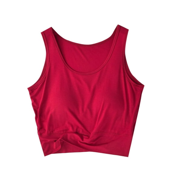 Timegard Tank Top with Built in Bras for Women Cropped Round Neck Comfy Sleeveless Top Casual Casmis