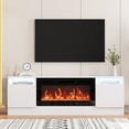 thumbnail image 3 of TV Stand with Storage Plac for TV Up to 55 Inche, Modern Entertainment Center with Storage Cabinet, Fits into 36'' Electric Fireplace, White (Not Include Fireplace), 3 of 9