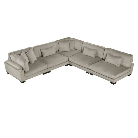 Lexicon Traverse Corduroy 5-Piece Modular Sectional in Taupe
