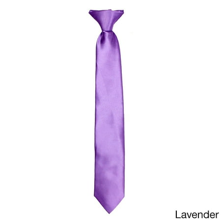 Classic White Lily - E.M.P Boy's Classic Solid Plain Clip-on Neck Tie