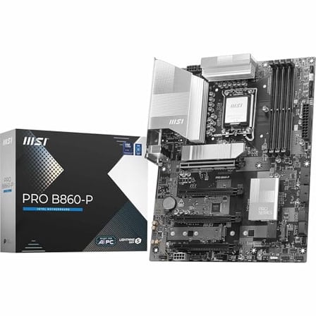 MSI PRO B860-P Motherboard, ATX - Supports Intel Core Ultra Processors (Series 2), LGA 1851-12 DRPS, DDR5 Memory Boost (8600  MT/s OC), PCIe 5.0 x16 & 4.0 x16, M.2 Gen5, 5G LAN