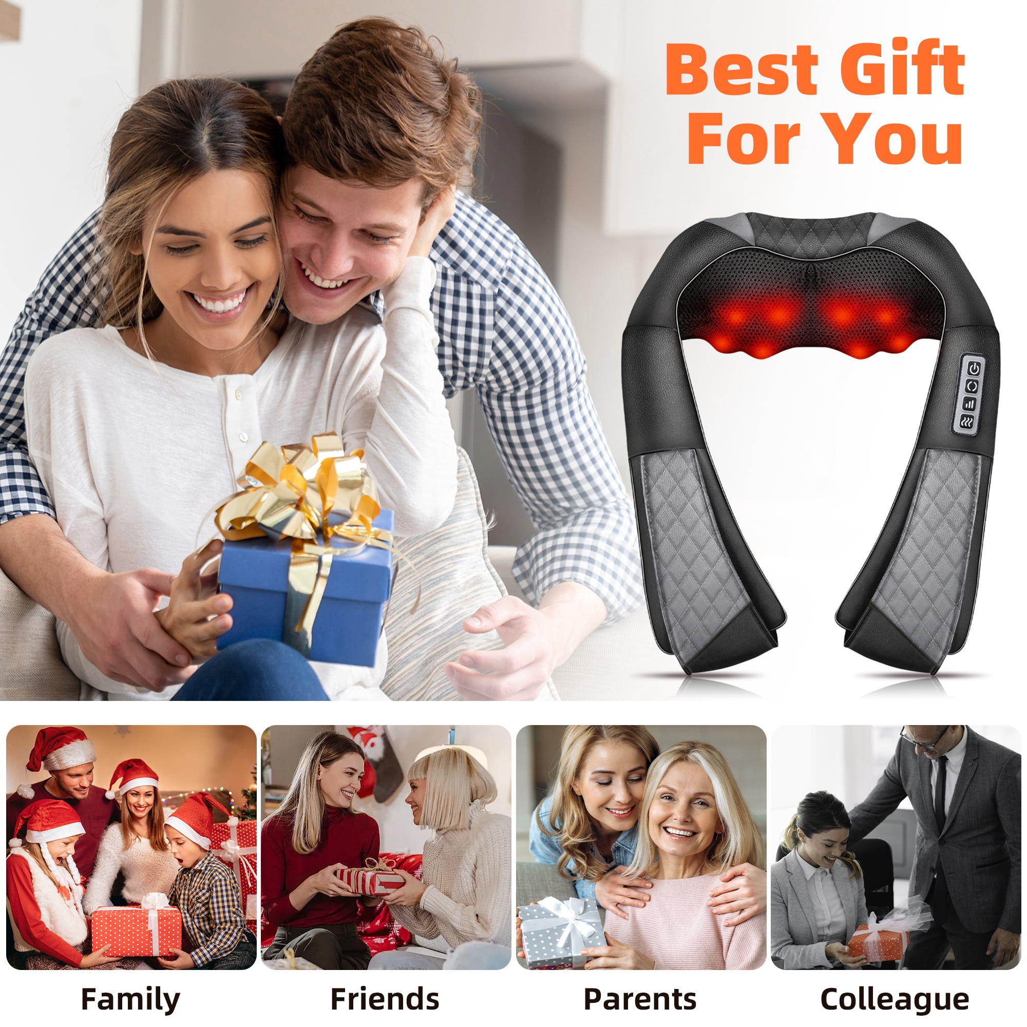 Ikristin Neck and Shoulder Massager with Heat, Shiatsu Shoulder Massager for Full Body, Deep Tissue 3D Kneading Massage Pillow for Shoulder, Back, Body Muscle Pain Relief, Gifts for Women Men