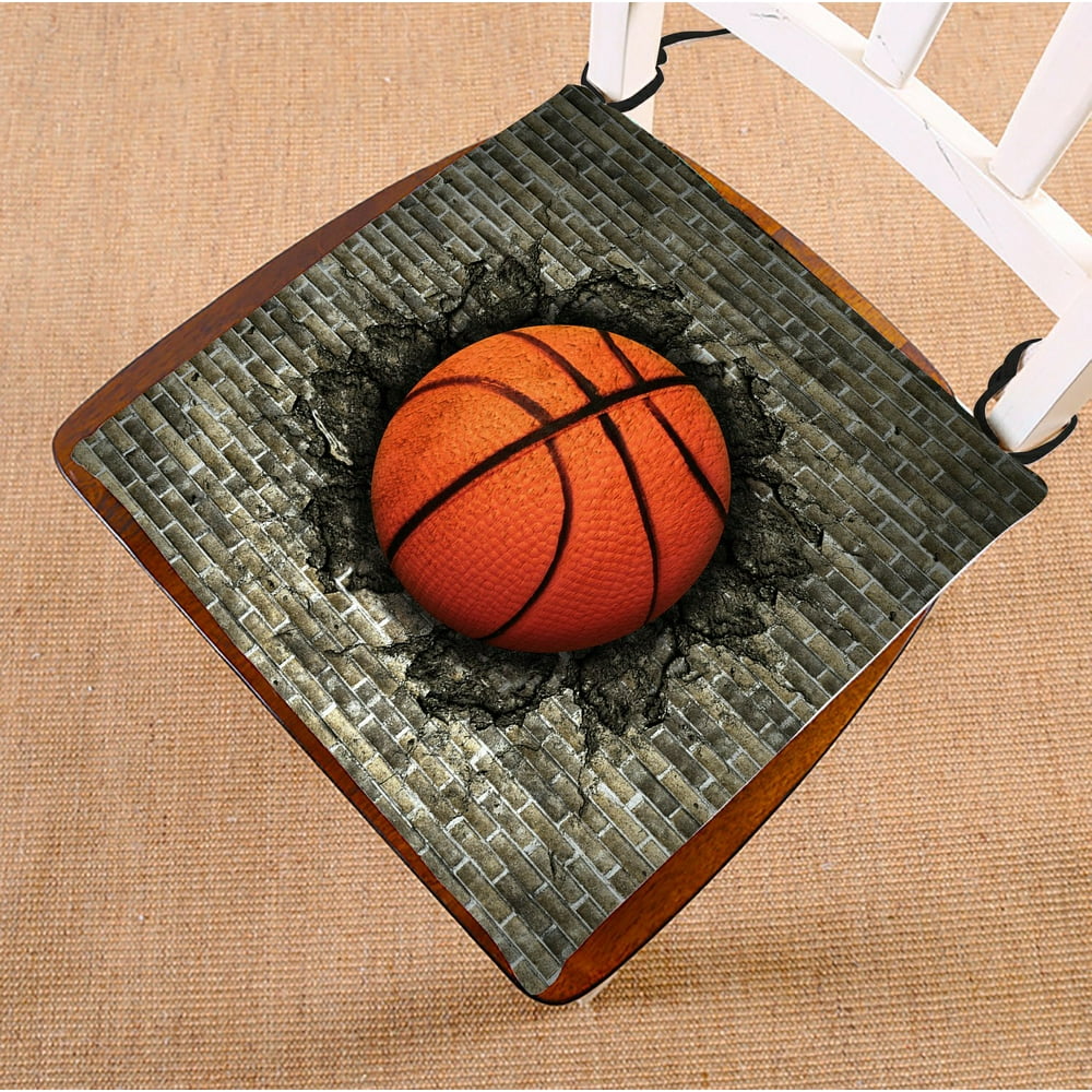 PHFZK Sport Chair Pad, Funny Basketball in Brick Wall Seat Cushion