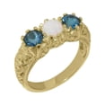 thumbnail image 1 of LBG British Made 14k Yellow Gold Natural Opal & London Blue Topaz Womens Statement Ring - 33 size options - Size 9.25, 1 of 7