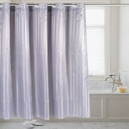 Hookless Fabric Dobby Stripe Shower Curtain With Snap Off Liner
