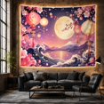 thumbnail image 6 of Moonlit Night With Mount Fuji And Lanterns, Serene Japanese Inspired for Nature Lovers, Cherry Blossom Wall Art, Housewarming Gift, Tapestry Wall Hanging for Bedroom and Living Room, 6 of 7