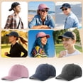 thumbnail image 5 of Bocaoying 3 Pcs Washed Cotton Baseball Caps for Men Women, Breathable Retro Adjustable Dad Hats with Crown, Curved Brim Ball Caps for Running, Outdoor, Daily Casual Wear, Grey/Blue/Pink, 5 of 7
