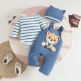 thumbnail image 2 of kpoplk Newborn Baby Boy Romper Fall Clothes Set 3Pcs Long Bodysuit +Jogger Pants +Hat Infant Coming Home Outfit For 0 3 6 9 12 18 Month Boy Size 0-3 Months,a9-Sky Blue, 2 of 8