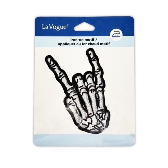 LA VOGUE Skull Hand Embroidered Iron‑On Patch, 1 Piece — ~11.43 × 8.89 cm (4.5 × 3.5 in)