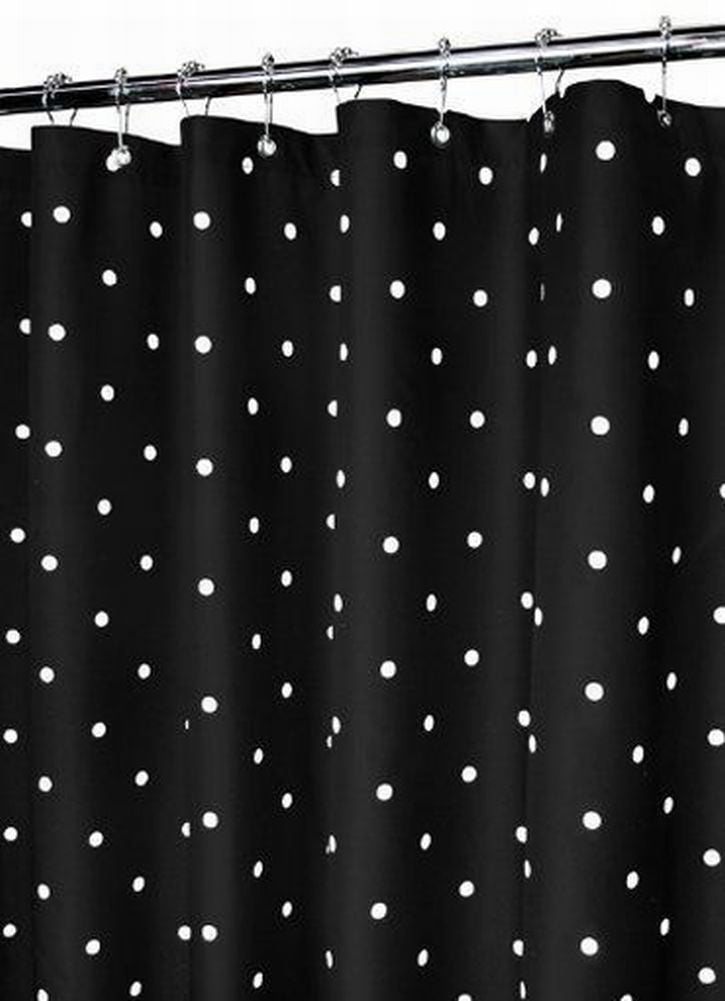 Home Classics Black and White Polka Dot Fabric Shower