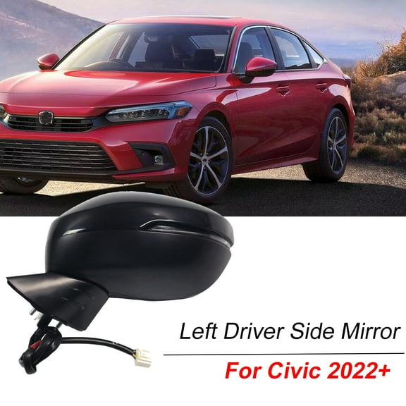 Left Driver Side Mirror for 2022-2024 Honda Civic Power Power Heated Lamp BSM Door Mirror for 2022 2023 2024 2024 Honda Civic Accessory, Black