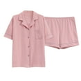 thumbnail image 4 of felwors 100% Cotton Pajamas for Women 2 Piece PJ Set Button-Down Soft Knit Short Sleeve Summer Sleepwear Loungewear Pink, XXL, 4 of 5
