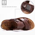 thumbnail image 6 of Men's Slide Sandals Leather Summer Slipper Shoes for Indoor & Outdoor Use, 6 of 8