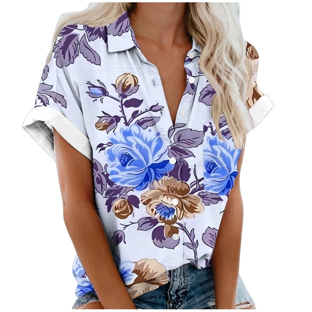 Mujeres Pantalones Cortos Impresos Blusas de Manga Corta Y Top Regular, Vestido de Moda de Verano Casual para Mujeres
