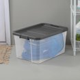 thumbnail image 3 of Sterilite 72 L Bac à loquets, bac de rangement en plastique transparent durable avec couvercle, gris foncé, 6 Pk, 3 of 9