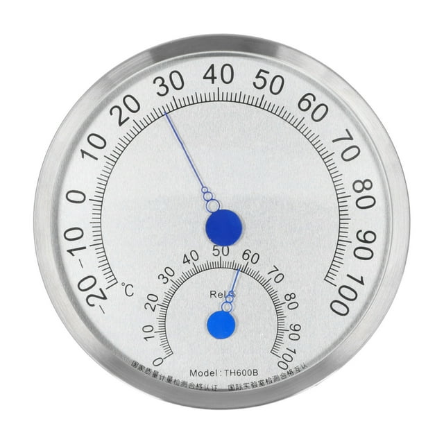 Round Thermometer Stainless Steel Waterproof Heat Resistant Thermometer Hygrometer for Outdoor Without Holder