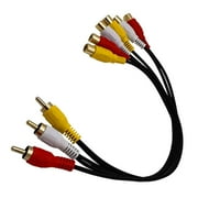 3 RCA Male Jack to 6 RCA Female Plug Splitter Audio Video Av Adapter Cable For Hi-Fi Video, DVD, CD Player, Mini Disc