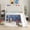 White+Blue, variant on AskPeak Metal Twin Loft Bed with Slide and Curtain Set and Pennant Banner Flag and Star Stickers, White